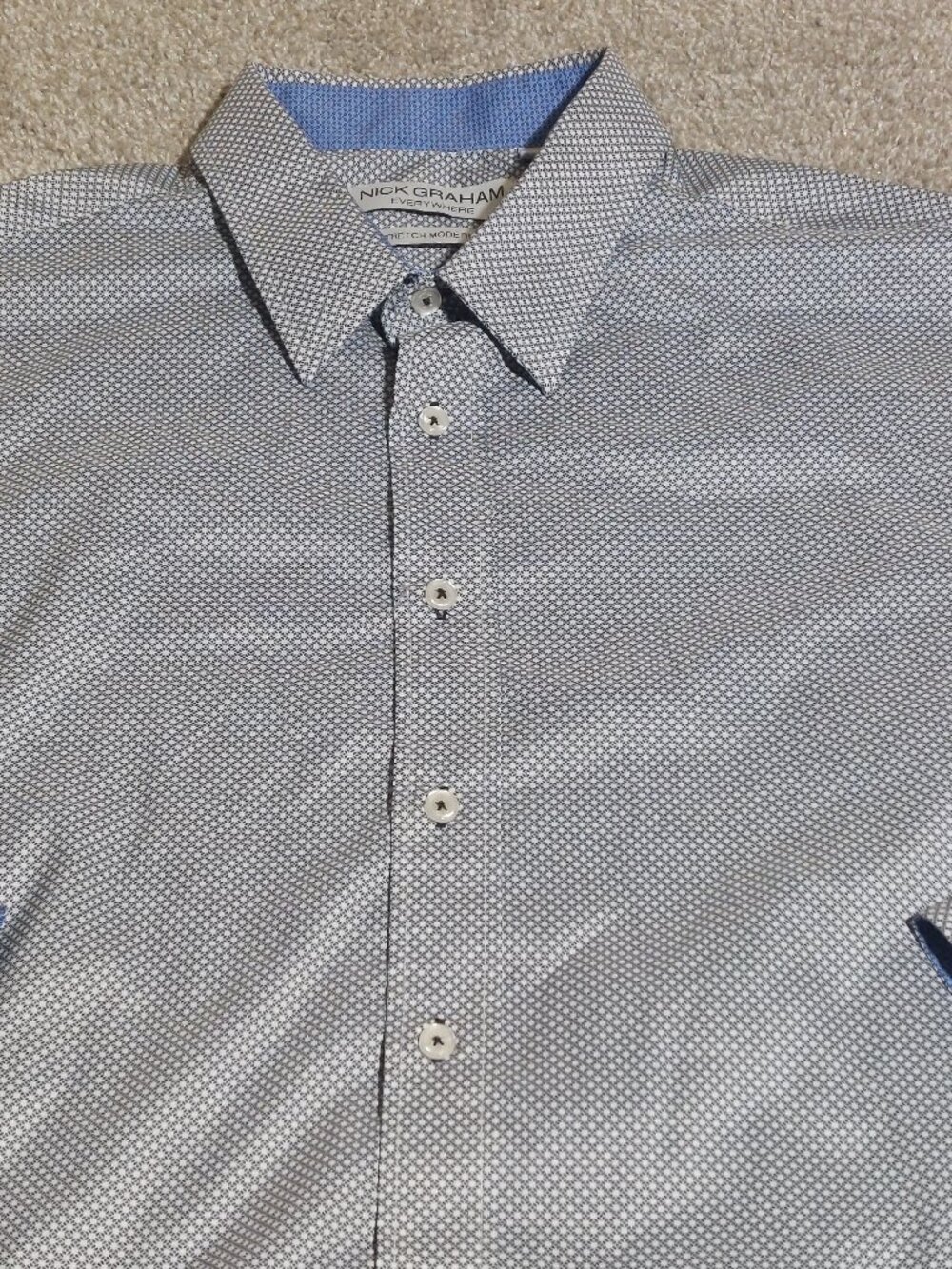 Nick Graham Everywhere Stretch Modern Fit Button Front Shirt Geometric Size XL